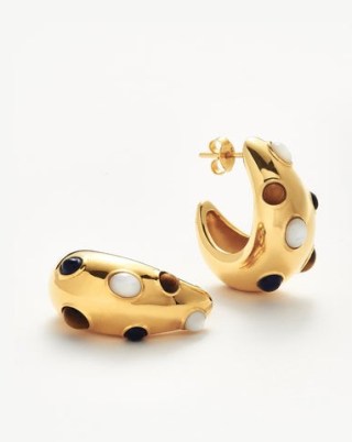 MISSOMA Savi Dome Medium Gemstone Hoop Earrings 18ct Gold Plated, Multi | chic chunky hoops - flipped