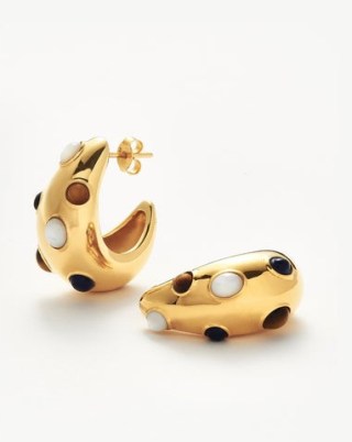 MISSOMA Savi Dome Medium Gemstone Hoop Earrings 18ct Gold Plated, Multi | chic chunky hoops