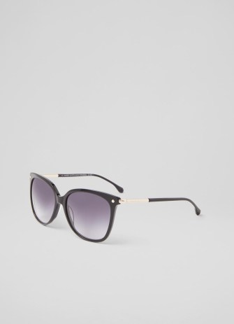 L.K. Bennett Shylar Black Frame Sunglasses | large chic sunnies - flipped