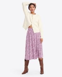 Draper James Side Slit Skirt in Square Dot in Burgundy ~ printed split hem skirts