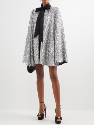 THE VAMPIRE’S WIFE The Crusader sequinned satin cape in silver / sequin covered evening capes / glamorous occasion outerwear / matchesfashion - flipped