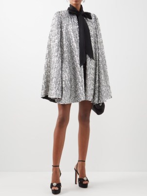 THE VAMPIRE’S WIFE The Crusader sequinned satin cape in silver / sequin covered evening capes / glamorous occasion outerwear / matchesfashion