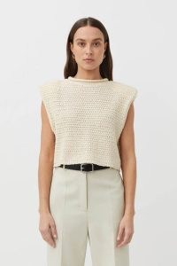 CAMILLA AND MARC Somerset Knit Tank | women’s cropped boxy shaped tanks | on-trend knitted sleeveless sweaters | chic contemporary knits | neutral knitwear fashion