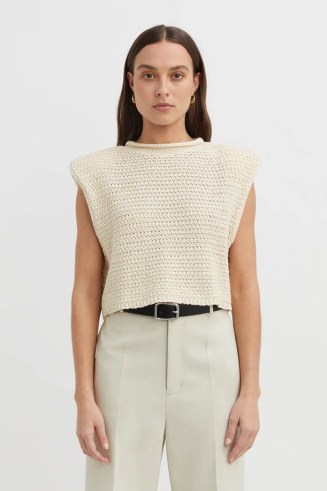 CAMILLA AND MARC Somerset Knit Tank | women’s cropped boxy shaped tanks | on-trend knitted sleeveless sweaters | chic contemporary knits | neutral knitwear fashion - flipped