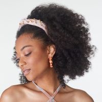 Lele Sadoughi SPARKLING BLUSH VELVET SLIM CANDY JEWELED KNOTTED HEADBAND | pale pink crystal embellished knot detail headbands