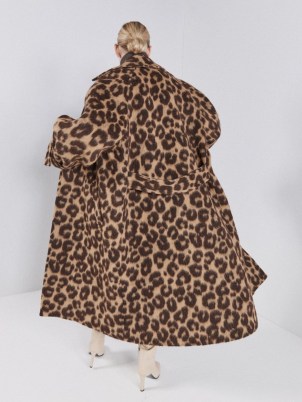 RAEY Leopard-print belted raglan-sleeve wool-blend coat in tan / women’s glamorous oversized animal print winter coats / wild cat prints on womens outerwear / matchesfashion