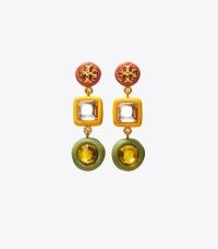 Tory Burch ROXANNE CRYSTAL SMALL DOUBLE-DROP EARRING – statement drops with faceted crystals
