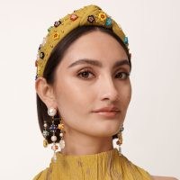 Lele Sadoughi VARIOPINTA FIORE CHANDELIER EARRING / floral amd mixed bead statement drop earrings / faux pearl and beaded jewellery