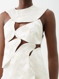 A.W.A.K.E. MODE Archipelago panelled floral-satin top in white / women’s sleevelss cut out occasion tops