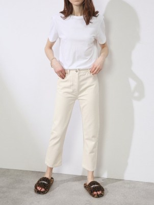 RAEY Crop organic-cotton straight leg jeans in ivory ~ casual denim fashion ~ cropped hem ~ MATCHESFASHION - flipped