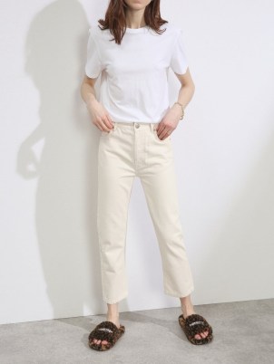 RAEY Crop organic-cotton straight leg jeans in ivory ~ casual denim fashion ~ cropped hem ~ MATCHESFASHION
