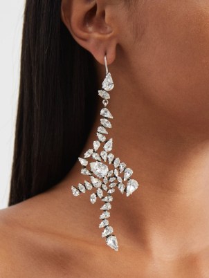 SAINT LAURENT Crystal-spiral drop earrings ~ statement occasion jewellery with white crystals ~ large glamorous drops ~ event glamour ~ women’s designer evening jewelry ~ MATCHESFASHION - flipped