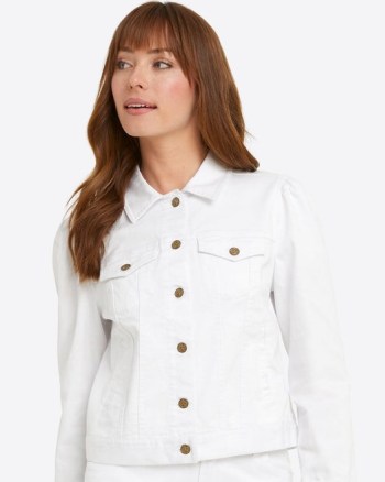 Draper James White Denim Jacket ~ classic casual summer jackets ~ women’s wardrobe style essentials