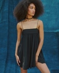 Abercrombie & Fitch Floaty Sheer Mini Dress in Black | short length spaghetti strap slip dresses | skinny shoulder straps | cami strap babydoll