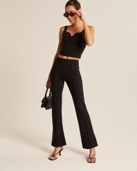 Abercrombie Ponte Corset Sweetheart Top Black | fitted bodice crop tops