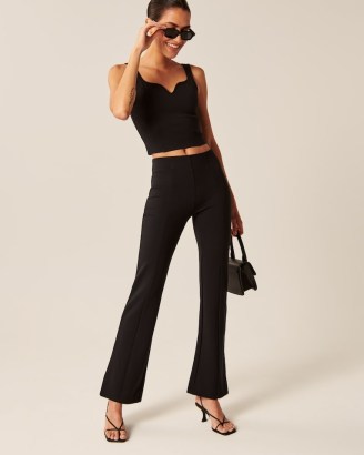 Abercrombie Ponte Corset Sweetheart Top Black | fitted bodice crop tops - flipped