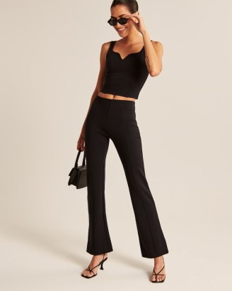 Abercrombie Ponte Corset Sweetheart Top Black | fitted bodice crop tops