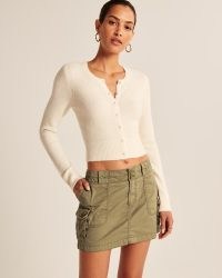 Abercrombie & Fitch 2000s Utility Micro Mini Skirt in Olive | green utilitarian style skirts