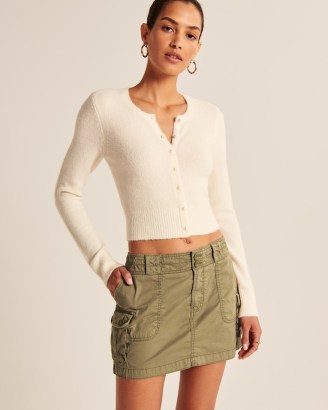 Abercrombie & Fitch 2000s Utility Micro Mini Skirt in Olive | green utilitarian style skirts