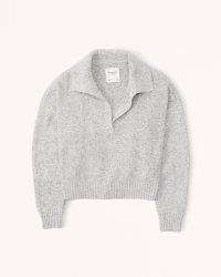 Abercrombie & Fitch Spray Dye Notch-Neck Sweater in Grey | women’s polo jumpers | womens collared sweaters | on-trend collar detail pullovers