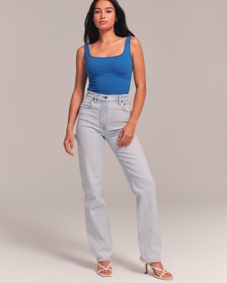 Abercrombie & Fitch Ultra High Rise 90s Straight Carpenter Jean | women’s light blue vintage style denim jeans - flipped