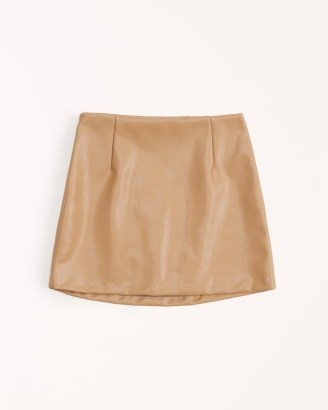 Abercrombie & Fitch Vegan Leather Mini Skort in Brown ~ women’s luxe style skorts - flipped