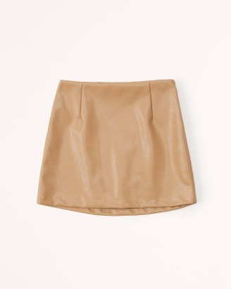 Abercrombie & Fitch Vegan Leather Mini Skort in Brown ~ women’s luxe style skorts