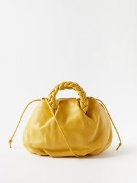 HEREU Bombon braided-handle leather cross-body bag in yellow – small top handle bags – matchesfashion