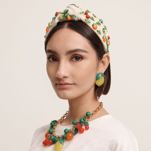 Lele Sadoughi YELLOW LEMON BUTTON EARRING / retro inspired fruit themed earrings / vintage look jewellery - flipped