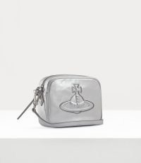 Vivienne Westwood ANNA CAMERA BAG in Silver ~ rectangular metallic leather crossbody bags
