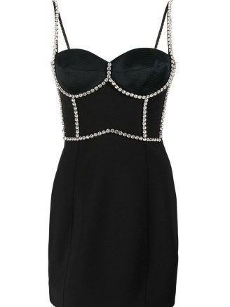 AREA embellished bodice mini dress in black – glamorous LBD – spaghetti strap evening dresses – party glamour – occasion fashion with crystals – farfetch - flipped