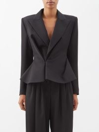 ALEXANDRE VAUTHIER Draped wool jacket in black ~ chic hourglass jackets ~ women’s contemporary fashion ~ matchesfashion