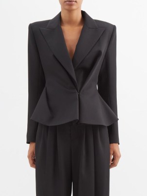 ALEXANDRE VAUTHIER Draped wool jacket in black ~ chic hourglass jackets ~ women’s contemporary fashion ~ matchesfashion - flipped