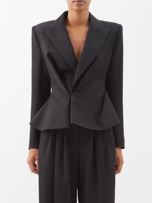 ALEXANDRE VAUTHIER Draped wool jacket in black ~ chic hourglass jackets ~ women’s contemporary fashion ~ matchesfashion