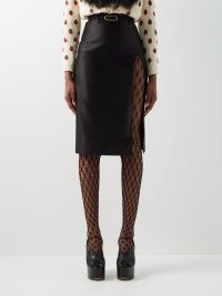 GUCCI High-slit duchesse silk-satin skirt in black | daring thigh split skirts | MATCHESFASHION