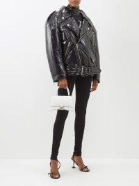 VAQUERA Puffer biker jacket in black – glossy padded moto inspired jackets – women’s zip detail oversized outerwear – MATCHESFASHION