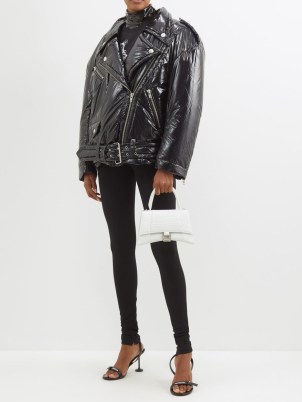VAQUERA Puffer biker jacket in black – glossy padded moto inspired jackets – women’s zip detail oversized outerwear – MATCHESFASHION - flipped