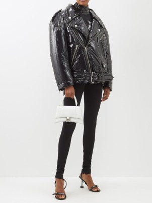 VAQUERA Puffer biker jacket in black – glossy padded moto inspired jackets – women’s zip detail oversized outerwear – MATCHESFASHION
