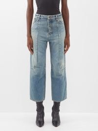 BALENCIAGA Cropped straight-leg jeans in blue ~ women’s designer denim fashion ~ matchesfashion ~ crop hems ~ panel detail