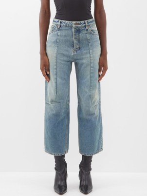 BALENCIAGA Cropped straight-leg jeans in blue ~ women’s designer denim fashion ~ matchesfashion ~ crop hems ~ panel detail