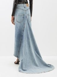 VAQUERA Exaggerated-train washed-denim skirt in blue | women’s designer fashion | matchesfashion