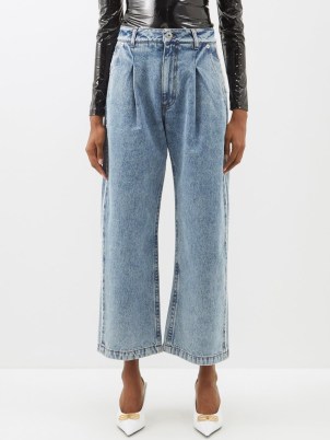 VAQUERA Pleated wide-leg jeans in blue | women’s designer denim fashion | matchesfashion