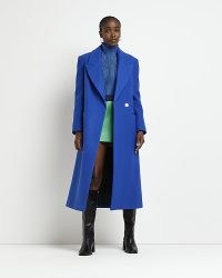 RIVER ISLAND BLUE STRAIGHT LONGLINE COAT ~ women’s smart, minimalist winter coats