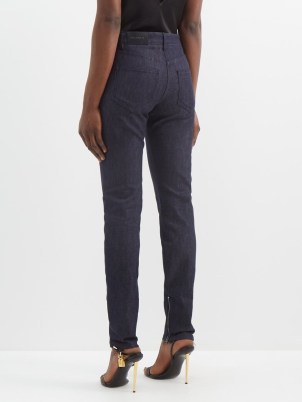 TOM FORD Zipped-cuff skinny jeans in blue | women’s indigo denim zip hem detail skinnies | MATCHESFASHION - flipped