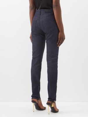TOM FORD Zipped-cuff skinny jeans in blue | women’s indigo denim zip hem detail skinnies | MATCHESFASHION