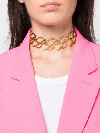 Blumarine Logo Chocker necklace in gold tone ~ designer chokers ~ women’s statement jewellery ~ farfetch