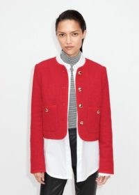 ME and EM Bouclé Crop Jacket in Red – women’s smart textured cropped jackets