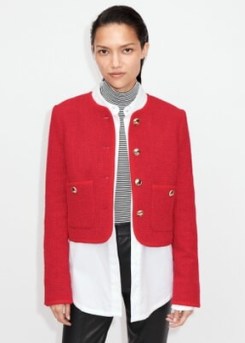 ME and EM Bouclé Crop Jacket in Red – women’s smart textured cropped jackets