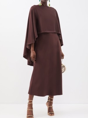 JASON WU COLLECTION Caped-shoulder satin midi dress in ~ elegant fluid fabric occasion dresses ~ chic flowing evening clothes ~ matchesfashion - flipped