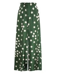 Naomi Watts green and white silk spot print wide leg trousers, ZIMMERMANN CELESTIAL ELASTICATED PANT in Emerald Confetti, on Instagram, 14 September 2022 | celebrity social media fashion | star style clothes | silky polka dot pants